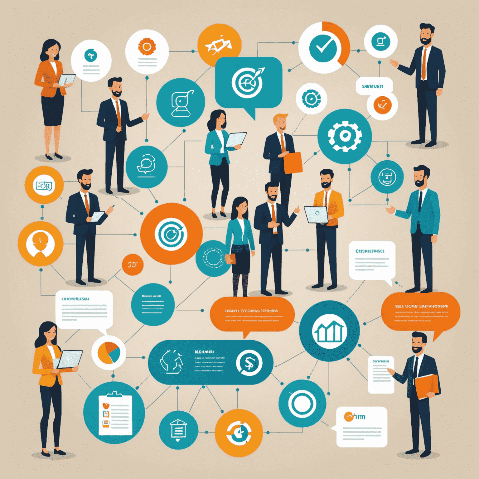 Grafische Darstellung von Erfolgsgeschichten kleiner Teams, die CRM-Lösungen implementiert haben